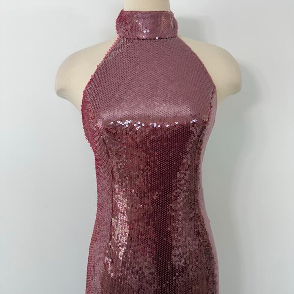 Rebecca Vallance Zelda Bow-Detailed Sequined Midi Dress Red US 4 - Picture 3 of 13